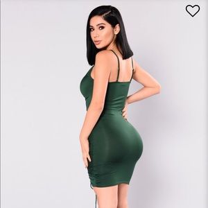 Hunter Green Ruched Club Dress